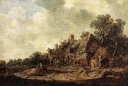GOYEN, Jan van Peasant Huts with a Sweep Well sdg oil painting artist